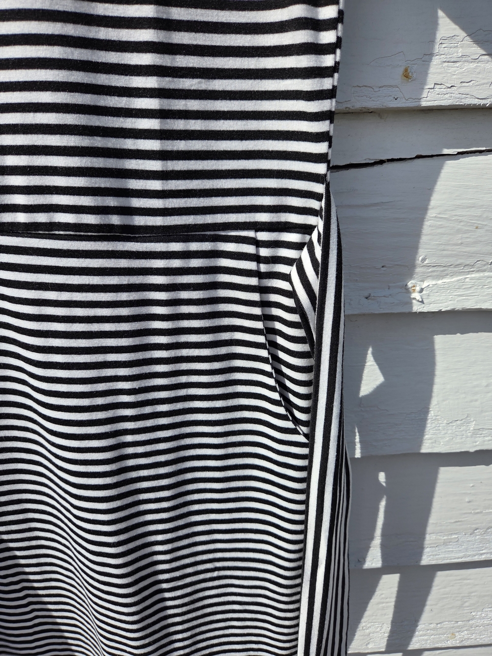 Classic Black & White Striped Midi Dress with Tie Back - Picture 4 of 9